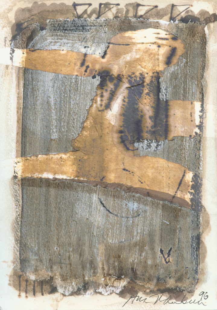 Aldaburu Ana 
aus "Konzert der 510 Glückwunschkarten", 1996
Mischtechnik / Bütten
21 x 14 cm