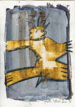 ALDABURU Ana 
aus "Konzert der 510 Glückwunschkarten", 1996 
mixed media / handmade paper 
 21 x 14 cm  
 
please click the image to enlarge