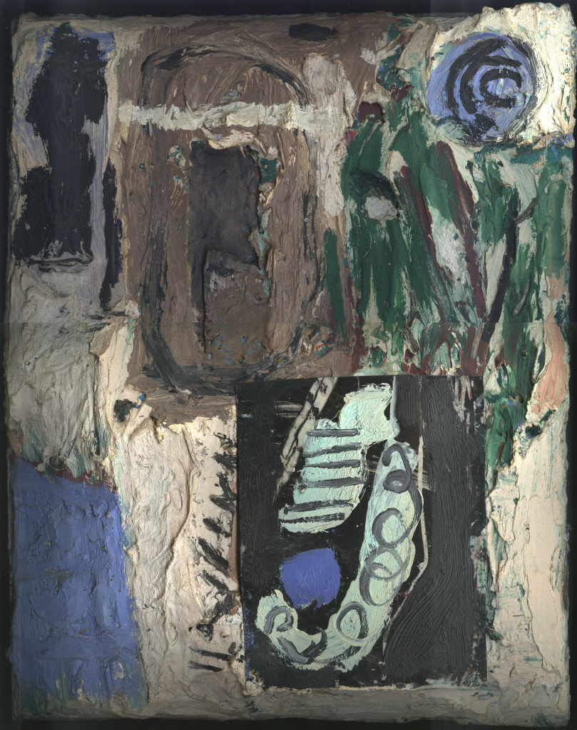 Allen Joe 
"Groto", 1990
oil, Gips, Folie / wood box
39 x 29 cm