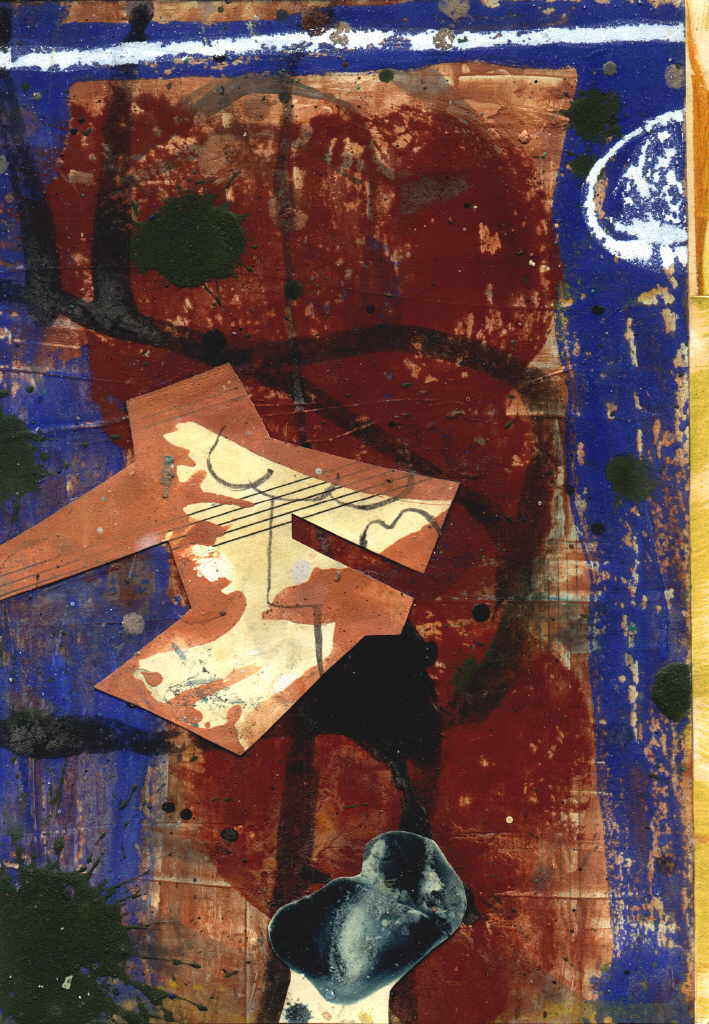 Brausewetter Martin 
aus "Konzert der 510 Glückwunschkarten", 1996
mixed media, collage / handmade paper
21 x 14 cm
