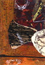 BRAUSEWETTER Martin 
aus "Konzert der 510 Glückwunschkarten", 1996 
mixed media, collage / handmade paper 
 21 x 14 cm  
 
please click the image to enlarge