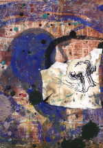 BRAUSEWETTER Martin 
aus "Konzert der 510 Glückwunschkarten", 1996 
mixed media, collage / handmade paper 
 21 x 14 cm  
 
please click the image to enlarge