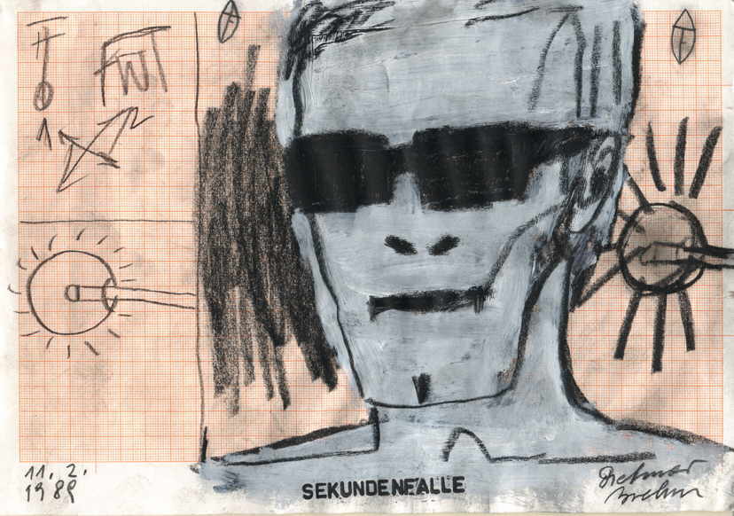 Brehm Dietmar 
"Sekundenfalle", 11.2.1989
mixed media / millimeter paper
21 x 29 cm