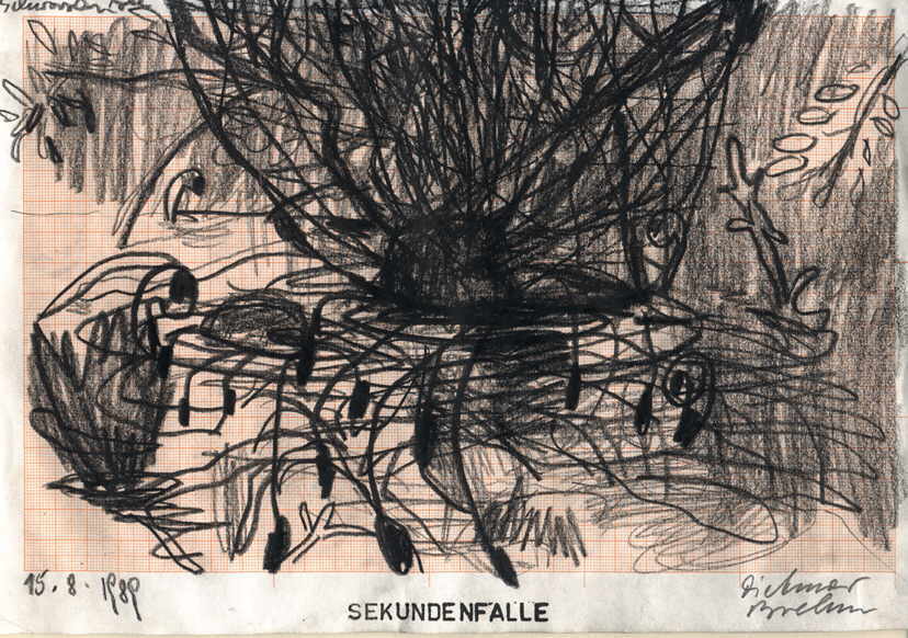 Brehm Dietmar 
"Sekundenfalle", 15.8.1989
Mischtechnik / Millimeterpapier
21 x 29 cm