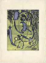 CASTILLO Jorge 
"Der Dichter kommt in Hauchnah an", 1972 
etching / handmade paper<br />edition: 50 pieces 
Plattengröße 60 x 50 cm Papiergröße 76 x 56 cm 
 
please click the image to enlarge