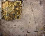 DEWITT Zos 
"Gawain", 2002 
Laserbedruckte Transparentfolie, Schlagmetall y Acrílico sobre OSB 
 49 x 62 cm  
 
chascar por favor la imagen para agrandar