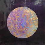 DEWITT Zos 
"Spheroid", 2007 
oil, Schlagmetall und Polyesterharz auf Kunststofffolie 
 100 x 100 cm  
 
please click the image to enlarge