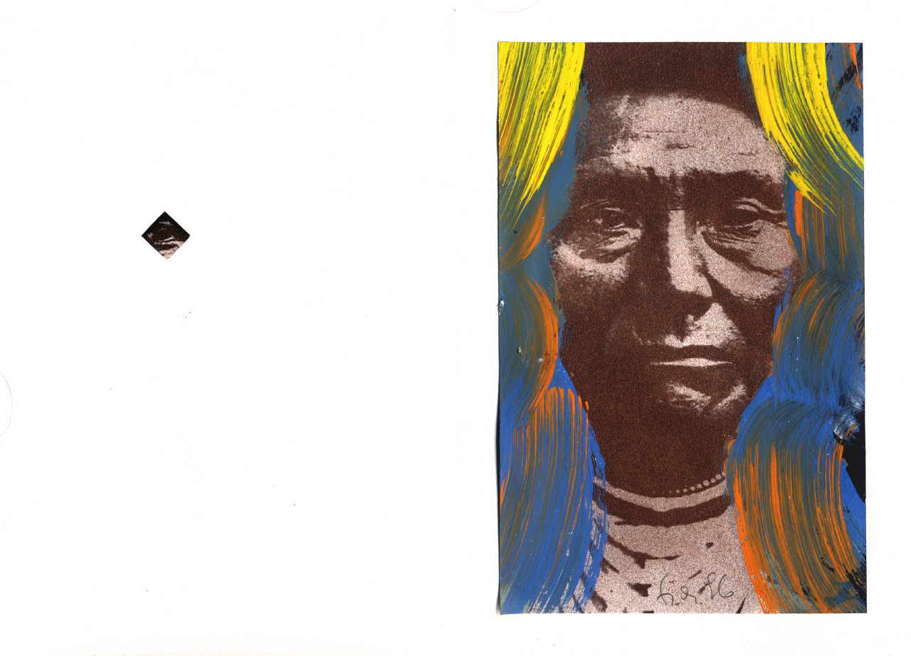 Helmut Fian 
aus "Konzert der 510 Glückwunschkarten", 1996
Mischtechnik, Scherenschnitt / Bütten
2 * 21 x 14 cm