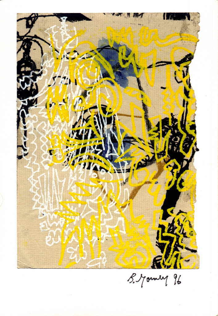 Gormley Brian 
aus "Konzert der 510 Glückwunschkarten", 1996
mixed media, collage / handmade paper
21 x 14 cm
