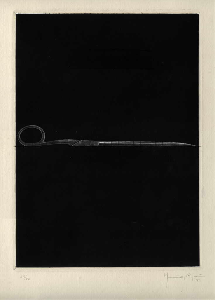 Joan Hernández Pijuan 
"Schere", 1971
etching / handmade paper
size of the plate 34 x 24 cm sheet size 57,5 x 38 cm