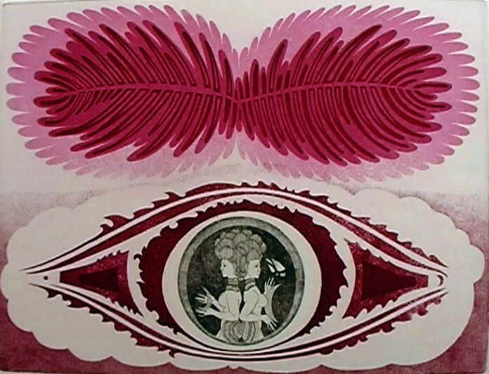 Hutter Wolfgang 
"2 Mädchen", ca. 1970
color etching color-proof (unique piece)
Plattengröße 29 x 40 cm