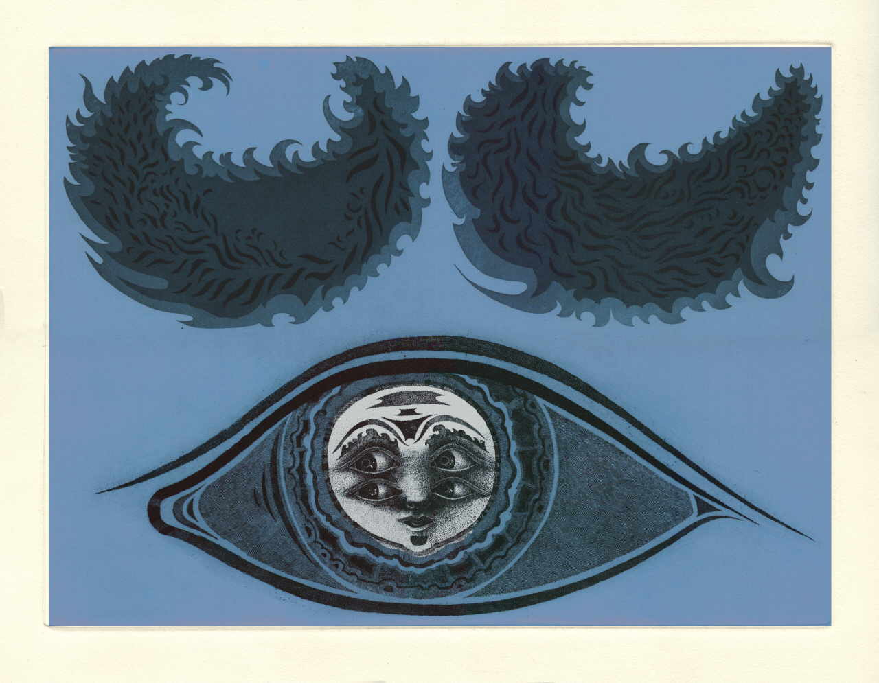 Hutter Wolfgang 
"Aug in Aug", ca. 1970
color etching color-proof (unique piece)
Plattengröße 29 x 40 cm