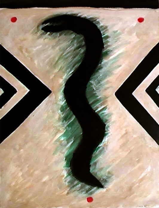 Jover Joel 
"Paisdje con serpiento IV", 1995
Öl / Papier
70 x 50 cm