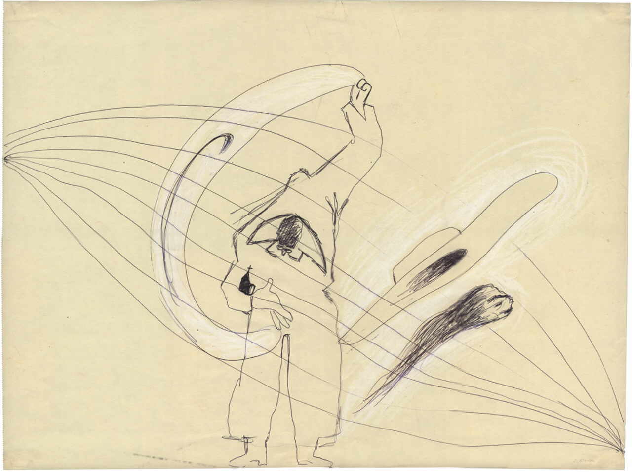 Kaden Siegfried 
untitled, 1985
ball-point pen, pastel / paper
42 x 56 cm
