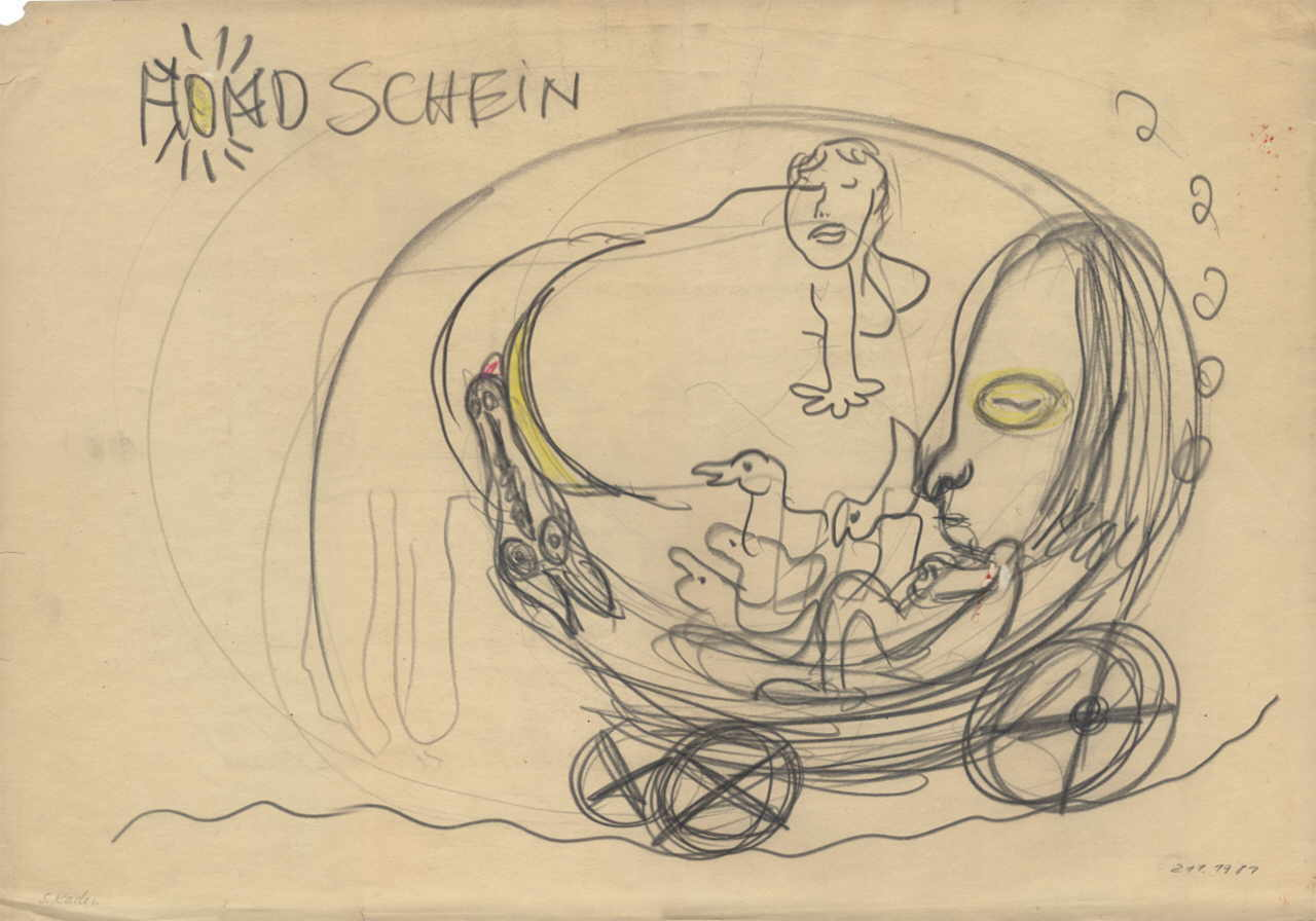 Kaden Siegfried 
Ohne Titel, 1985
Bleistift, Buntstift / Papier
42 x 56 cm