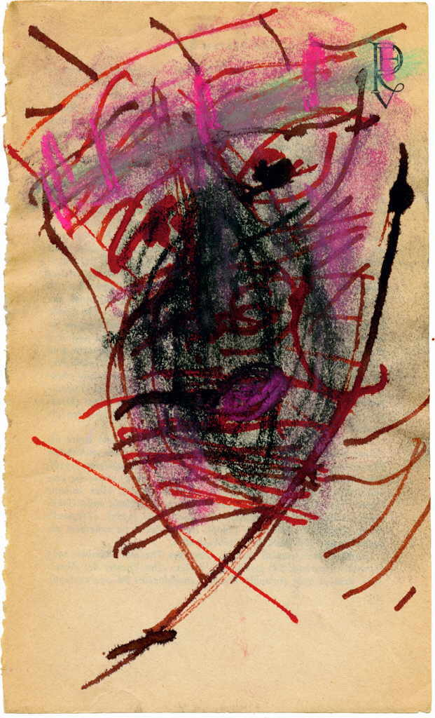 Kerschbaumer Martha C. 
"Torso", 
india ink, oil-chalk / bookpage
19 x 15 cm