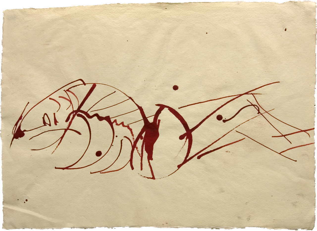 Kerschbaumer Martha C. 
"Männer-Lust", 
tinta / papel hecho a mano
30 x 41 cm