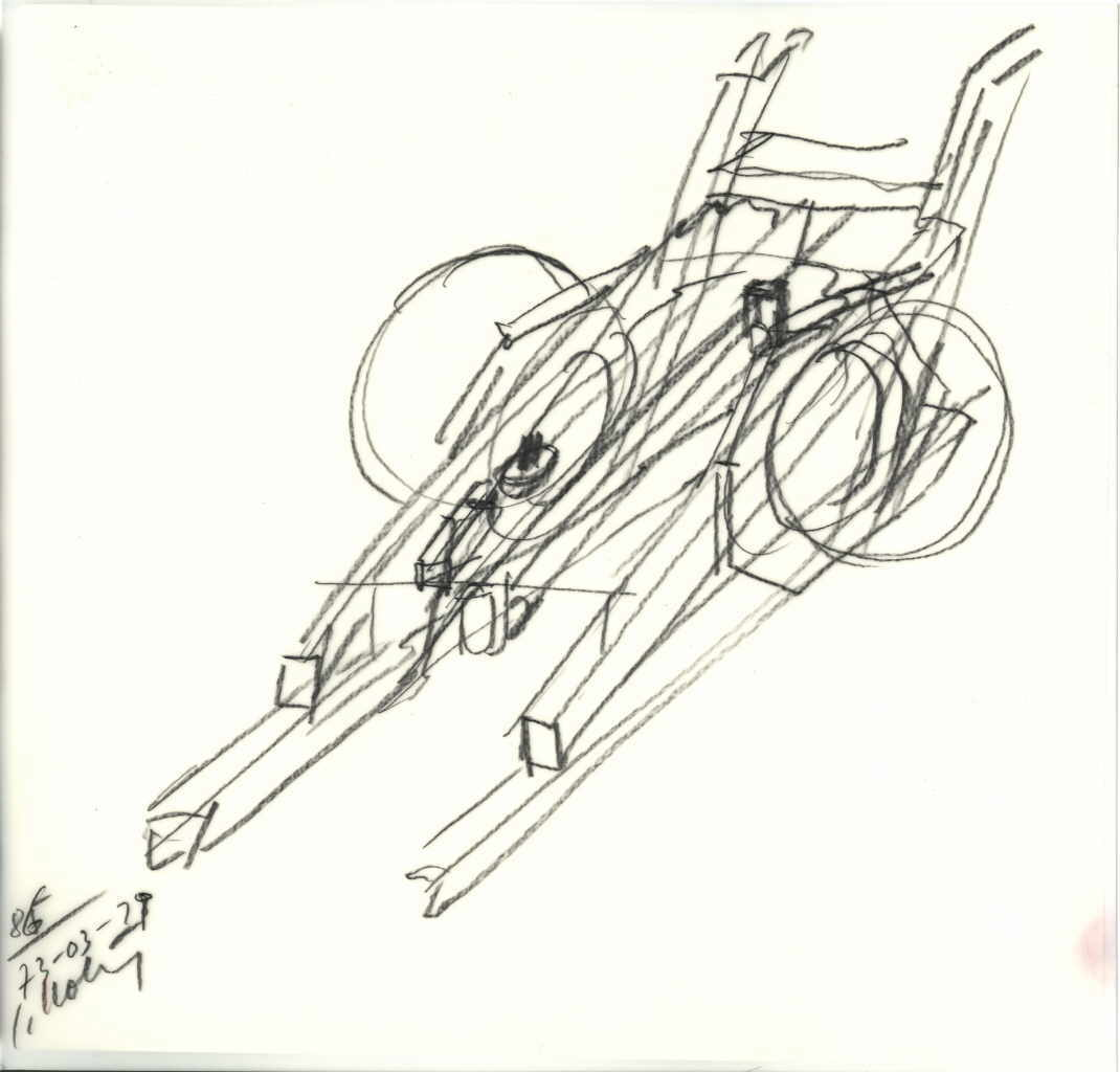 Kolig Cornelius 
"86", 29.3.73
pencil  / tracing paper
21 x 22 cm