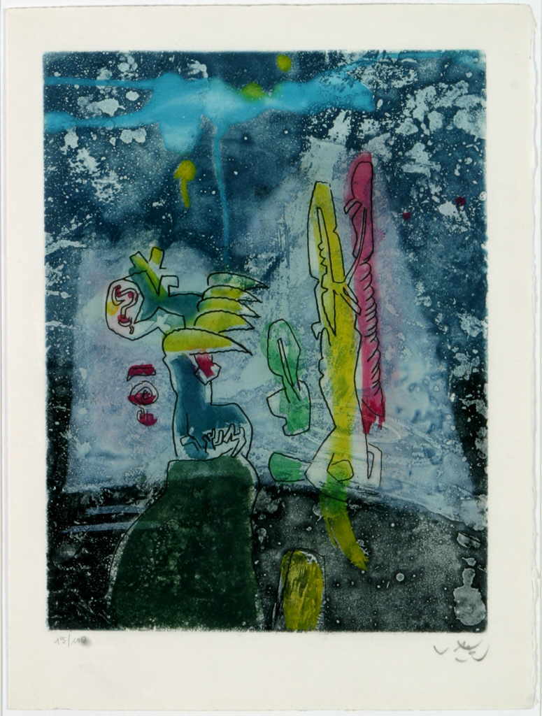 Matta Roberto 
"La Mysticité charnelle de René Crevel", 1976
Farbradierung
Plattengröße 31 x 24 cm Papiergröße 38 x 28,5 cm