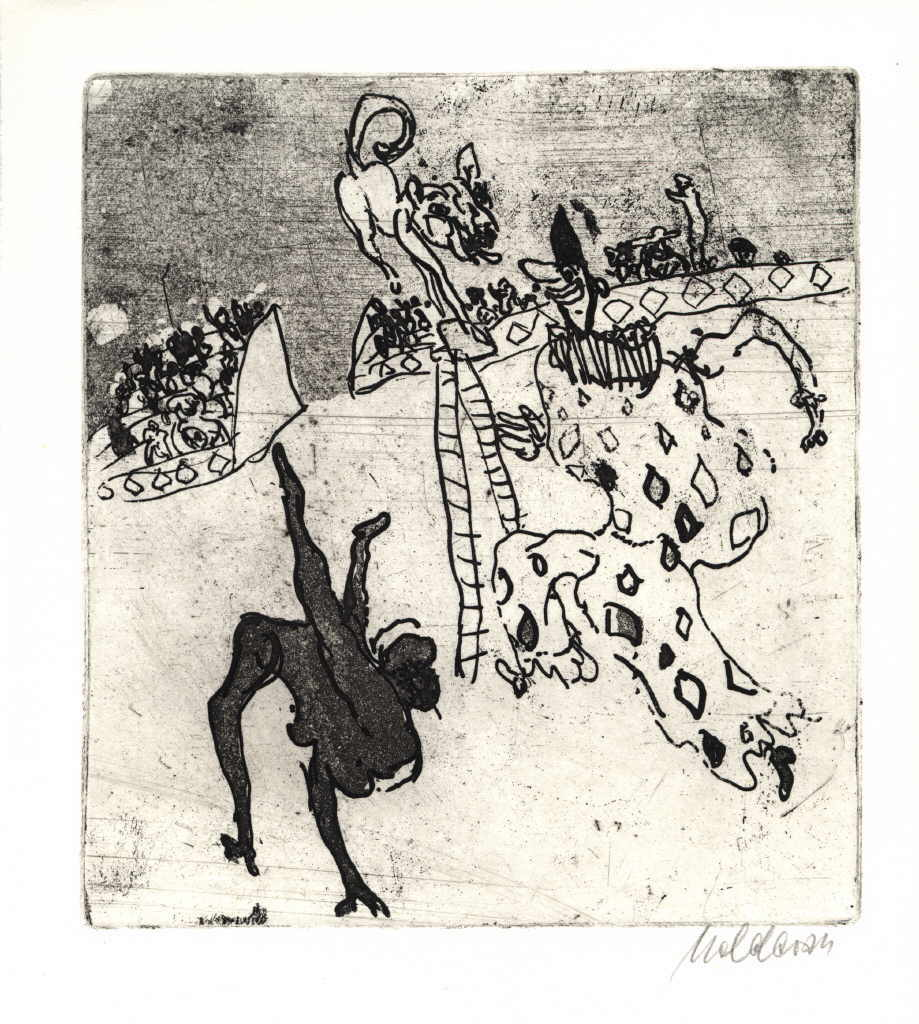 Moldovan Kurt 
"Zirkus", 1971
etching
Plattengröße 19 x 18 cm Papiergröße 23,9 x 21,7 cm