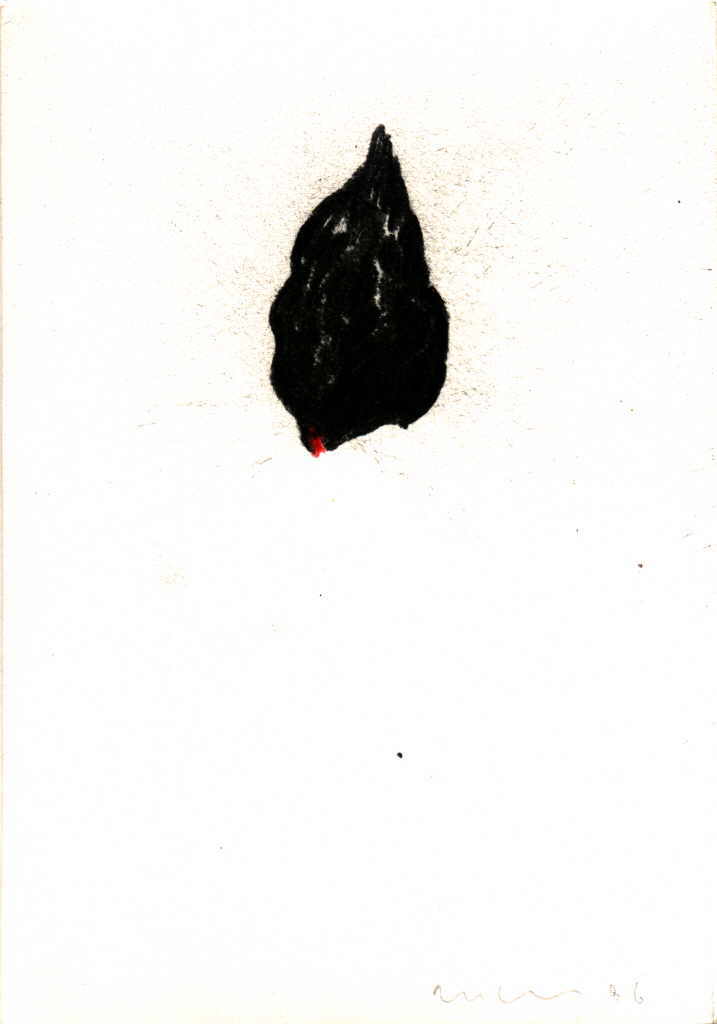 Mosbacher Alois 
aus "Konzert der 510 Glückwunschkarten", 1996
mixed media / handmade paper
21 x 14 cm