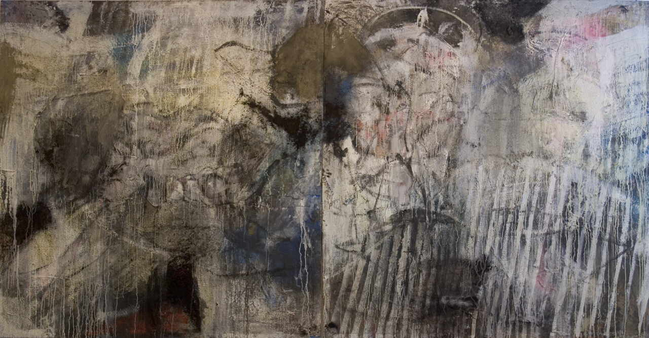 Netusil Alexander 
"Barokes Tief", 2001-05
mixed media, collage / canvas
208 x 400 cm ( 2 teilig)