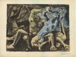 PICASSO Pablo 
"Bacchanale", 1955 
Pochoir litografía en partes colorado a mano (1109 / 2000) 
 48 x 62 cm  
 
chascar por favor la imagen para agrandar