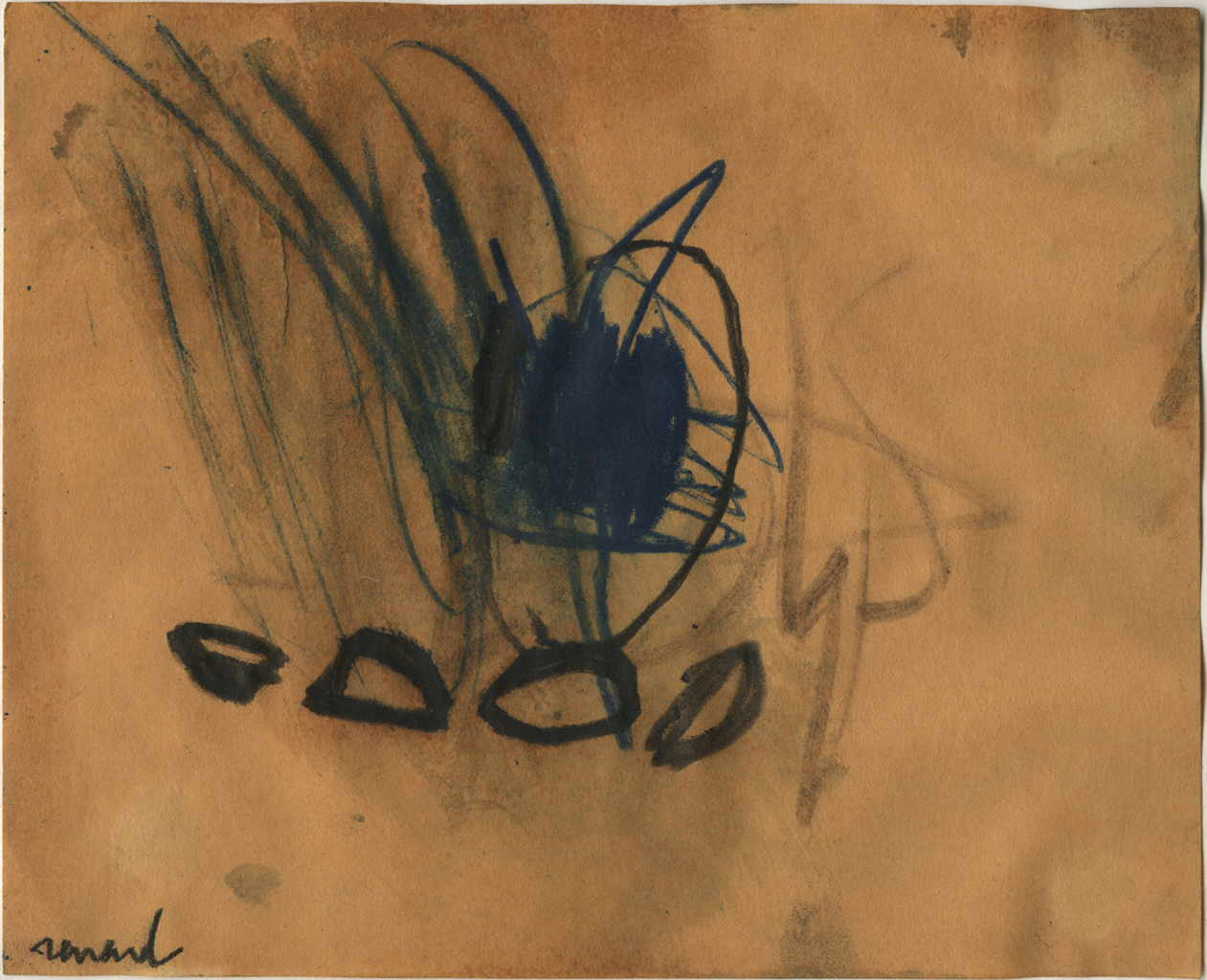 Renard Emmanuelle 
untitled, 1990
mixed media / paper
17 x 21 cm