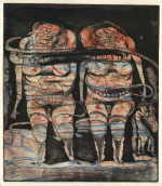 RINGEL Franz 
"Zwillinge", 1972 
Farbradierung (Zustandsprobedruck / Unikat) 
Plattengröße 43 x 37 cm  
 
chascar por favor la imagen para agrandar