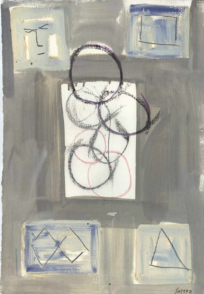 Sapere Horacio 
Serie "Stoß im Himmel", 1991
mixed media / paper
56 x 44 cm