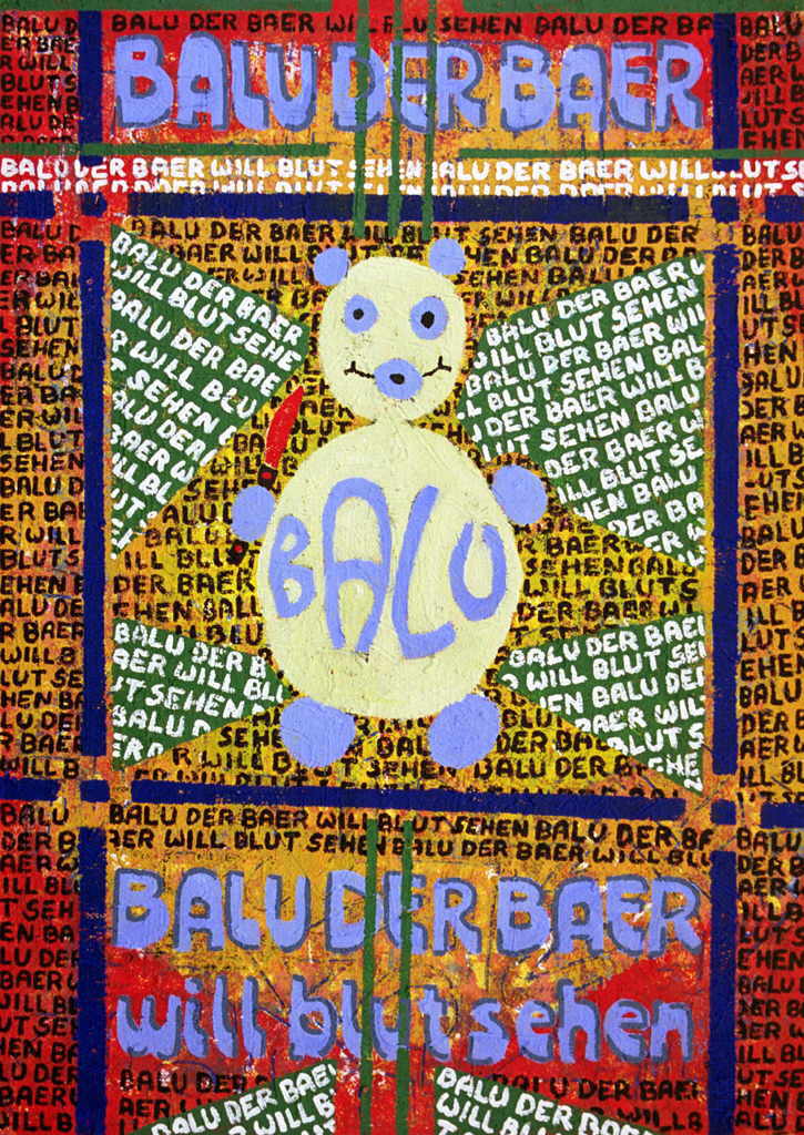 Christoph Schirmer 
"Balu's tribute to South Park", 1999
Acryl, Rohputz / Leinwand
135 x 95 cm