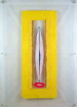 WALTER Birgit 
"Good girl", 1998 
Plastikfolie, Ölfarbe, Plüsch, Acrylplatten 
 140 x 100 cm  
 
please click the image to enlarge