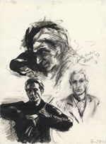 WOOD Ronnie 
"Charlie Studies", Irland, 1993 
grafito, lápiz, Feder, tinta / papel 
 65 x 45 cm  
 
chascar por favor la imagen para agrandar