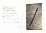 ZEIN Kurt 
aus "Konzert der 510 Glückwunschkarten", 1996 
unikate Radierung, lápiz / papel hecho a mano 
2* 21 x 14 cm  
 
chascar por favor la imagen para agrandar