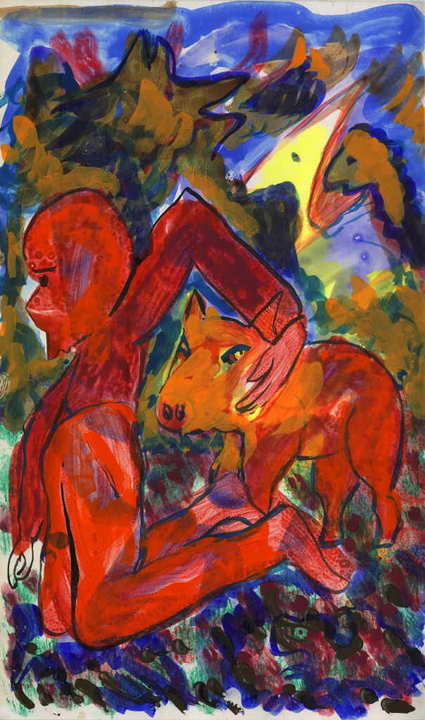 Alfred Klinkan 
"Für die Netusils", 1982
Acrylic / cardboard
49 x 30 cm