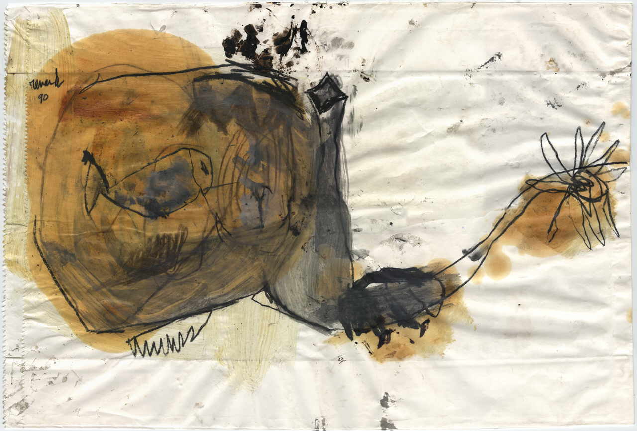 Emmanuelle Renard 
untitled, 1990
mixed media / paperbag
42 x 62 cm